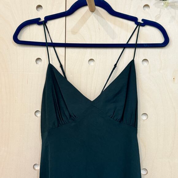 MADEWELL The Layton Midi Slip Dress Size 6 NEW Ancient Forest Green Drapey  NWT - Picture 3 of 11